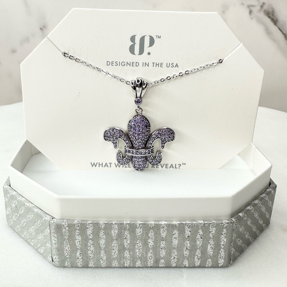 Bomb Party The Sterling Club Necklace Lavender Cubic Zirconia Rbp2593 Nwt